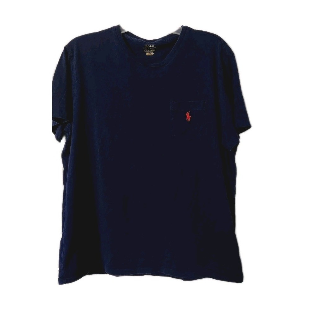 Polo Ralph Lauren Mens Large Navy Short Sleeve T-Shirt Red Pony Cotton